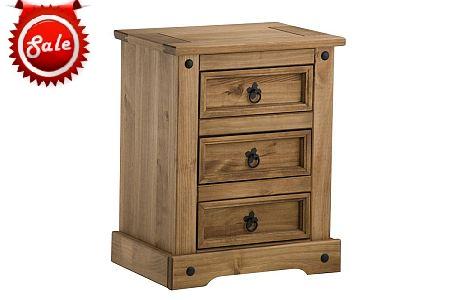 Corona 3 drawer Bedside